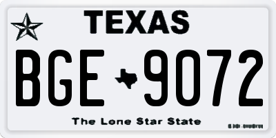 TX license plate BGE9072