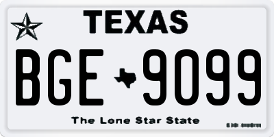TX license plate BGE9099