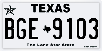 TX license plate BGE9103
