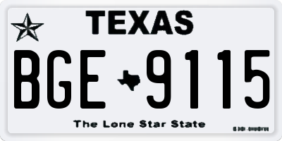 TX license plate BGE9115
