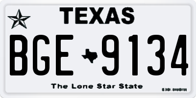 TX license plate BGE9134