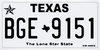 TX license plate BGE9151