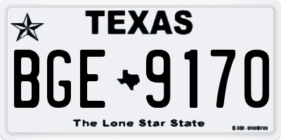 TX license plate BGE9170