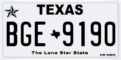 TX license plate BGE9190