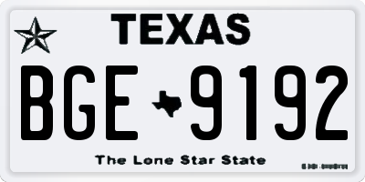 TX license plate BGE9192
