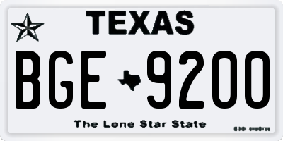 TX license plate BGE9200