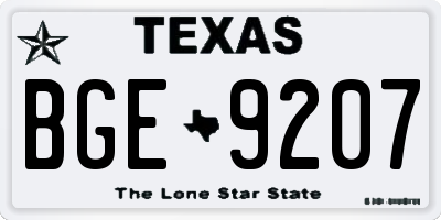 TX license plate BGE9207