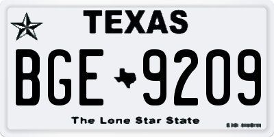 TX license plate BGE9209