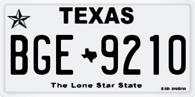 TX license plate BGE9210