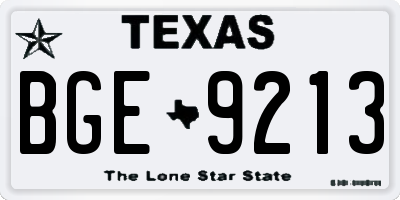 TX license plate BGE9213
