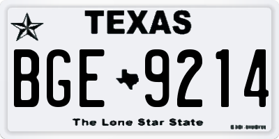 TX license plate BGE9214