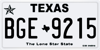TX license plate BGE9215