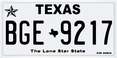 TX license plate BGE9217