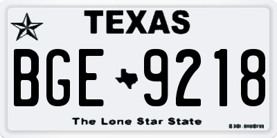 TX license plate BGE9218
