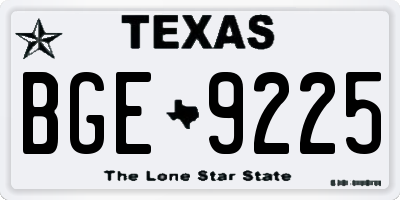 TX license plate BGE9225