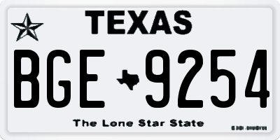 TX license plate BGE9254