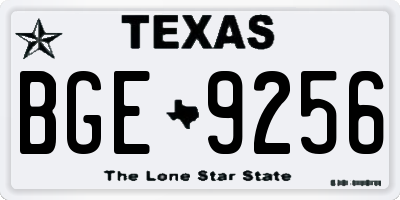 TX license plate BGE9256