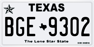 TX license plate BGE9302