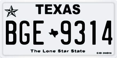 TX license plate BGE9314