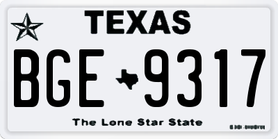 TX license plate BGE9317