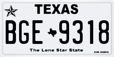 TX license plate BGE9318