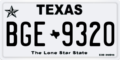 TX license plate BGE9320