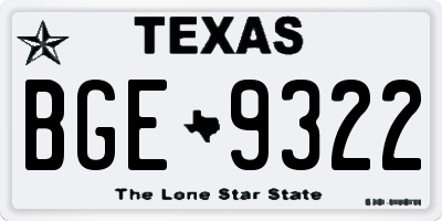 TX license plate BGE9322