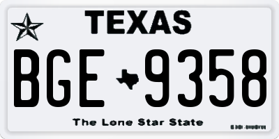 TX license plate BGE9358
