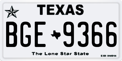 TX license plate BGE9366