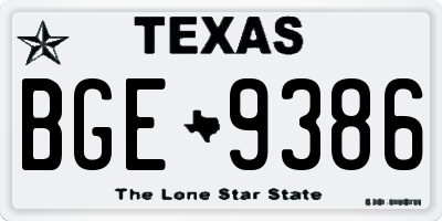 TX license plate BGE9386
