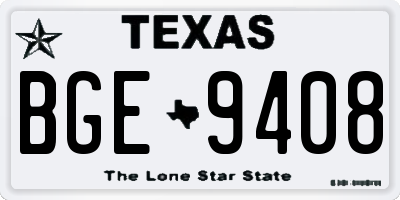 TX license plate BGE9408