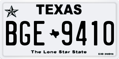 TX license plate BGE9410