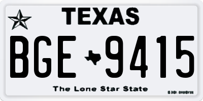 TX license plate BGE9415
