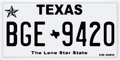 TX license plate BGE9420