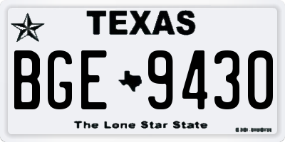 TX license plate BGE9430