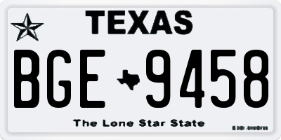 TX license plate BGE9458