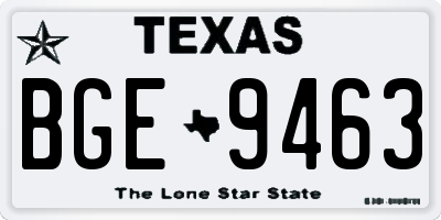 TX license plate BGE9463
