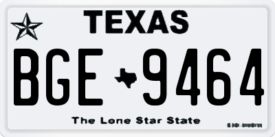 TX license plate BGE9464