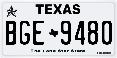 TX license plate BGE9480