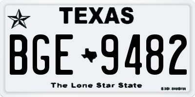 TX license plate BGE9482