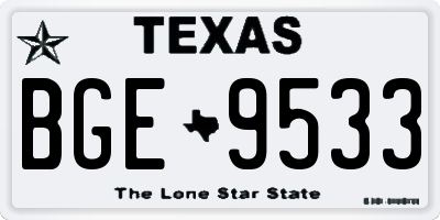 TX license plate BGE9533
