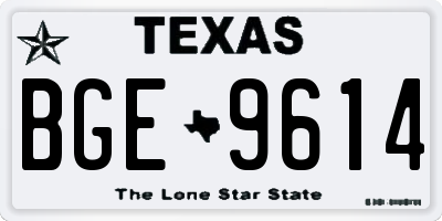TX license plate BGE9614