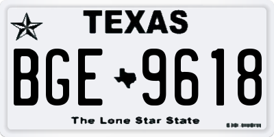TX license plate BGE9618