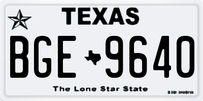TX license plate BGE9640