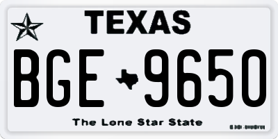 TX license plate BGE9650