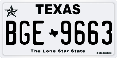 TX license plate BGE9663