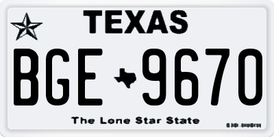TX license plate BGE9670