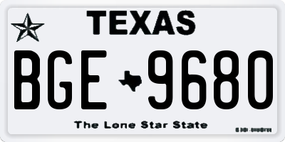 TX license plate BGE9680