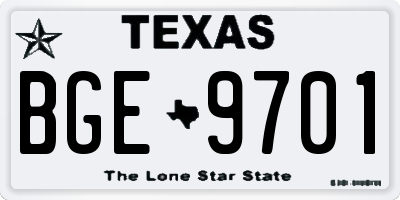 TX license plate BGE9701