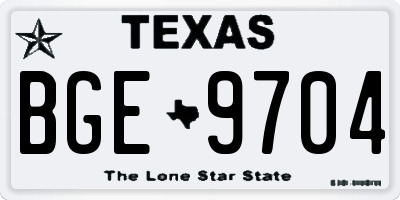 TX license plate BGE9704